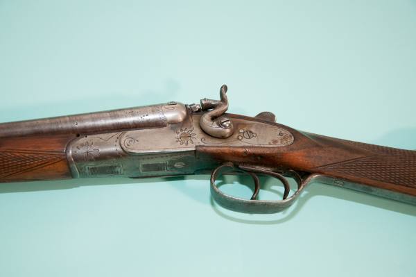 Fucile da caccia a due canne, rigato, retrocarica, matricola DE 1838